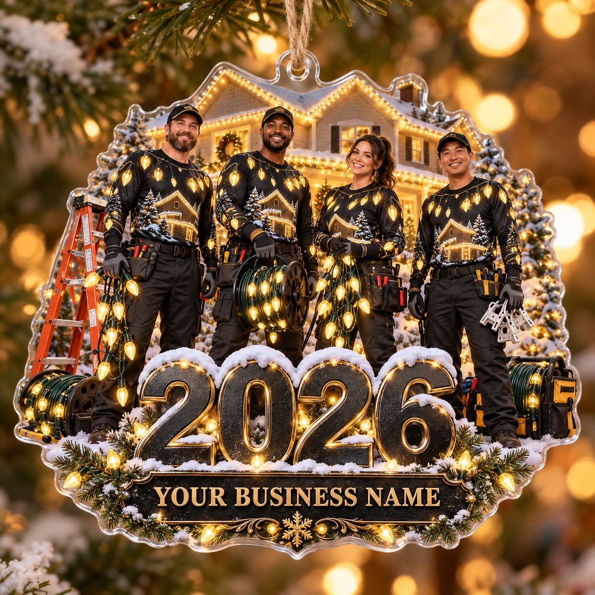Christmas light installers acrylic ornament