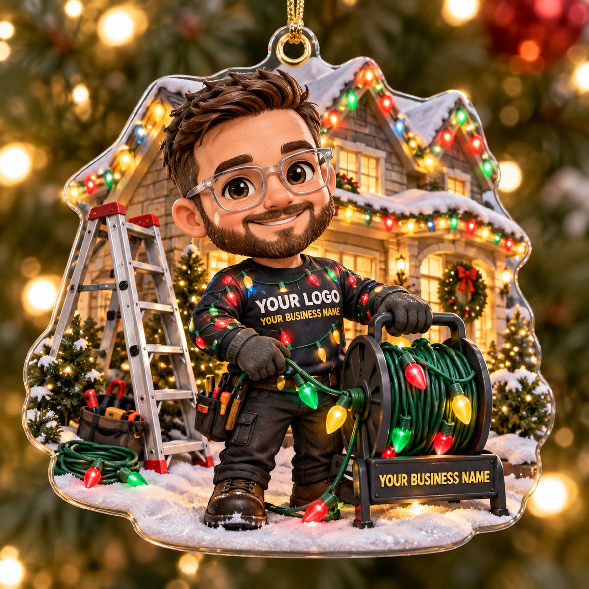 Christmas light installers acrylic ornament