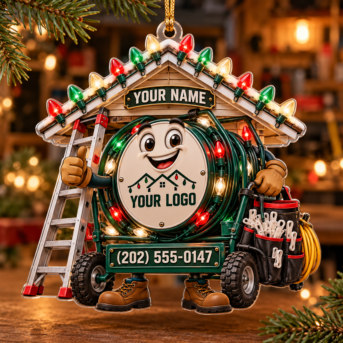 Christmas light installers acrylic ornament