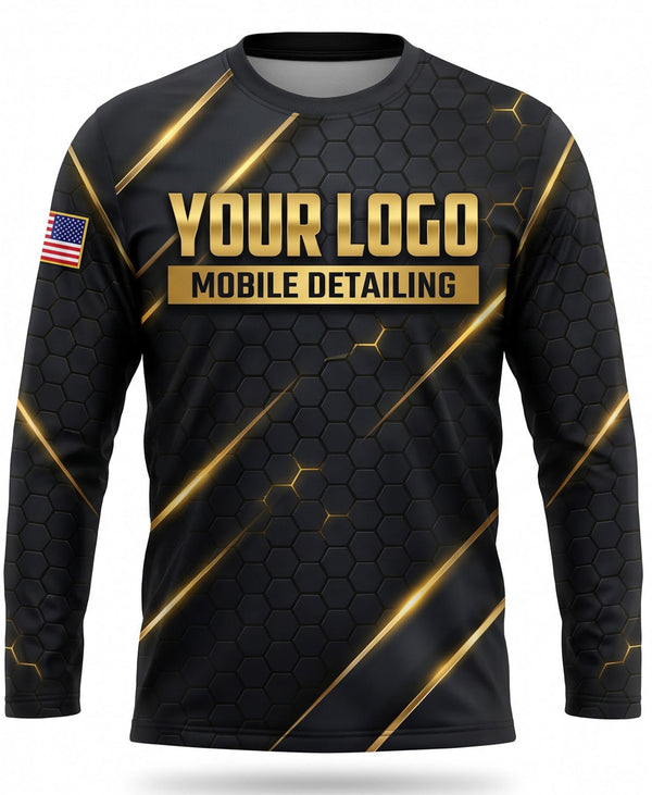 Gold Laser Carbon Fiber Mobile Detailing Crew Uniform