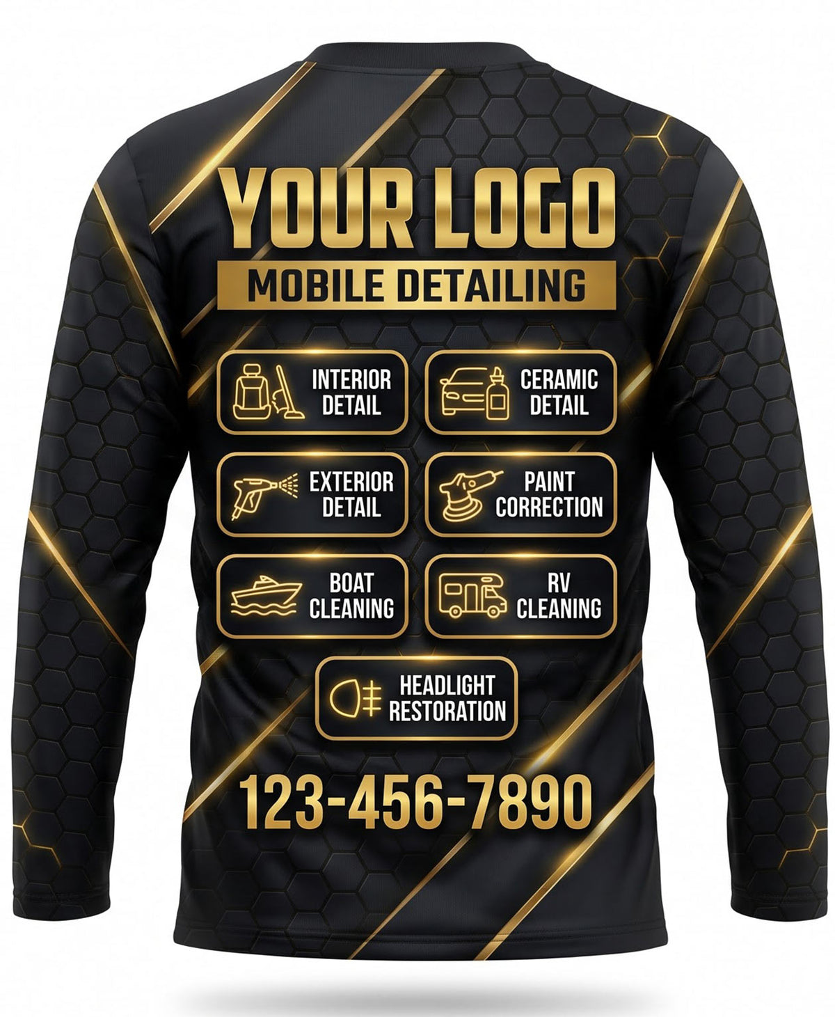 Gold Laser Carbon Fiber Mobile Detailing Crew Uniform