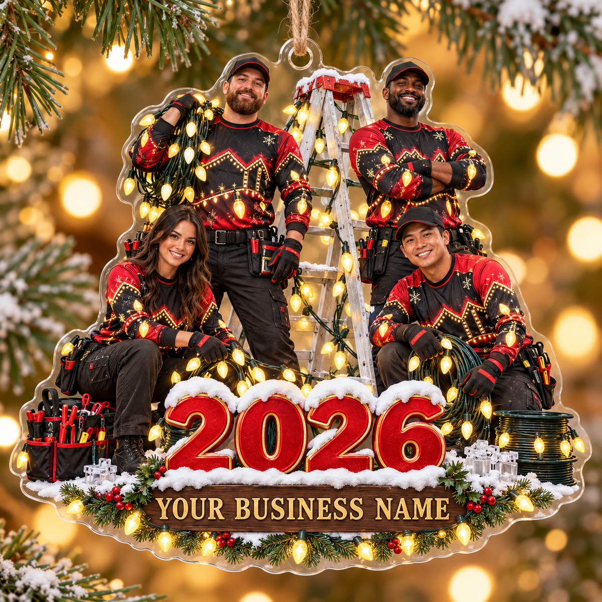 Christmas light installers acrylic ornament
