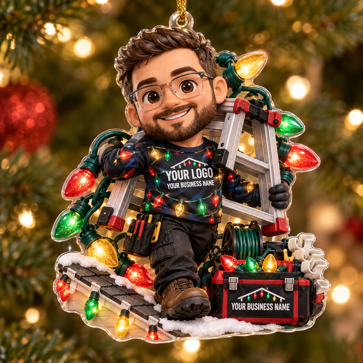 Christmas light installers acrylic ornament