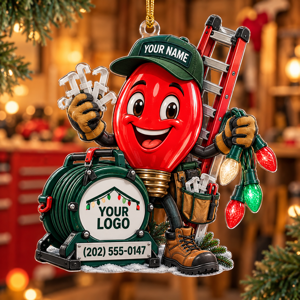 Christmas light installers acrylic ornament