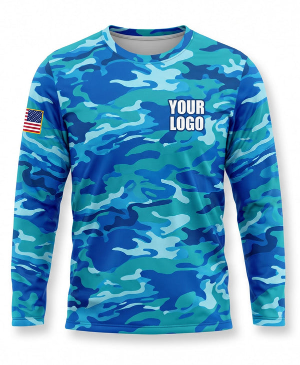 Aqua Sky Blue Camo Crew Uniform