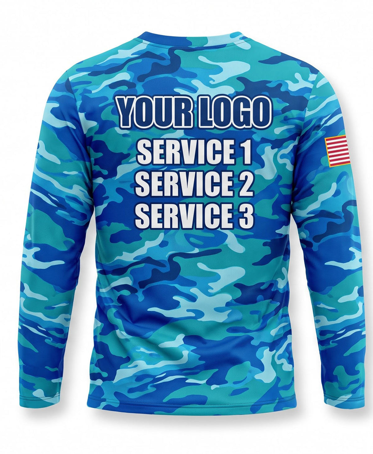 Aqua Sky Blue Camo Crew Uniform