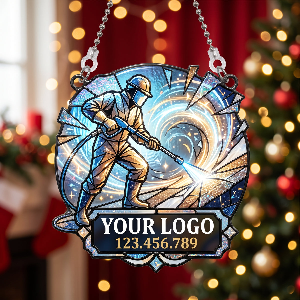 Circular Stained Glass Pressure Washing Suncatcher Ornament