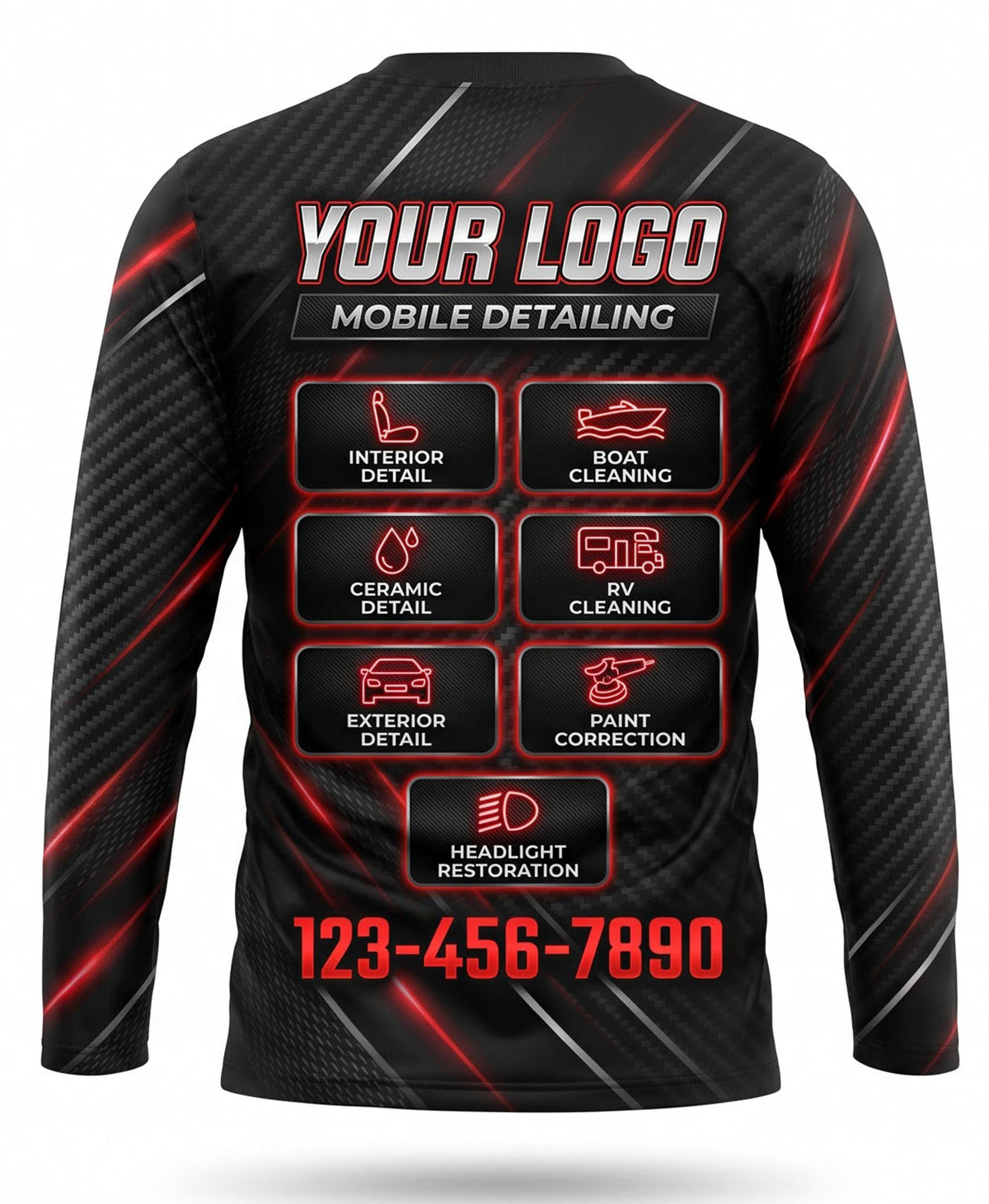 Red Racing Carbon Fiber Mobile Detailing Crew Uniform