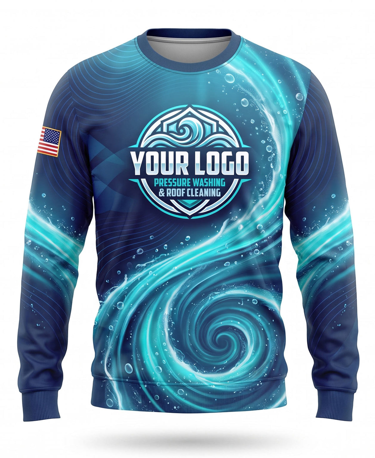 Ocean Swirl Pressure Washing Crew Uniform