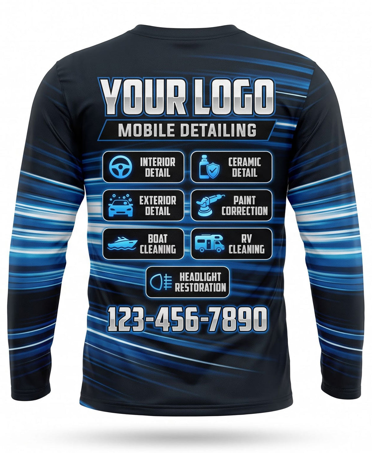 Blue Speed Motion Lines Mobile Detailing Crew Uniform