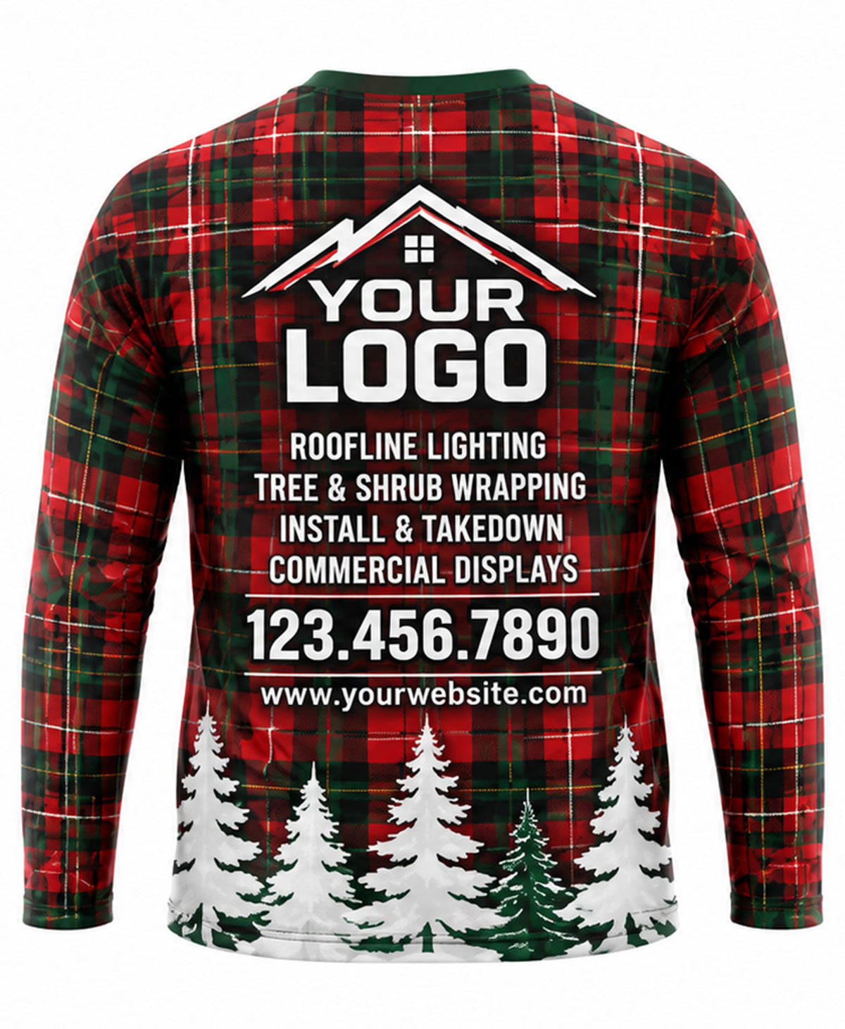 Red Tartan Plaid Pines Christmas Light Crew Uniform