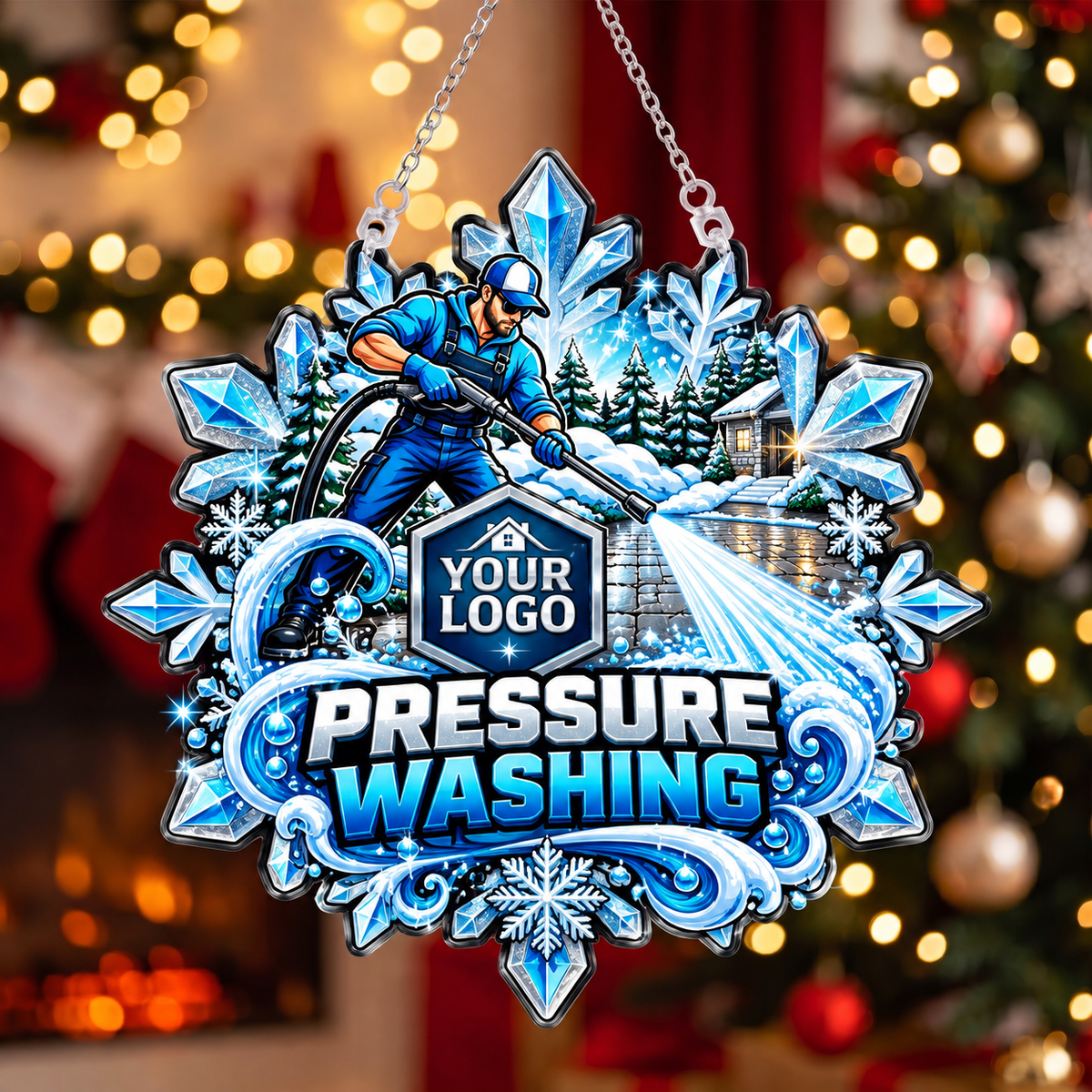 Frozen Splash Pressure Washing Crest Suncatcher Ornament