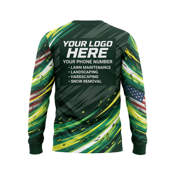 Custom Shirt UV Lawn Care, Landscaping, Tree Service & Groundskeeping Workwear - Neon Blade Chainsaw #2