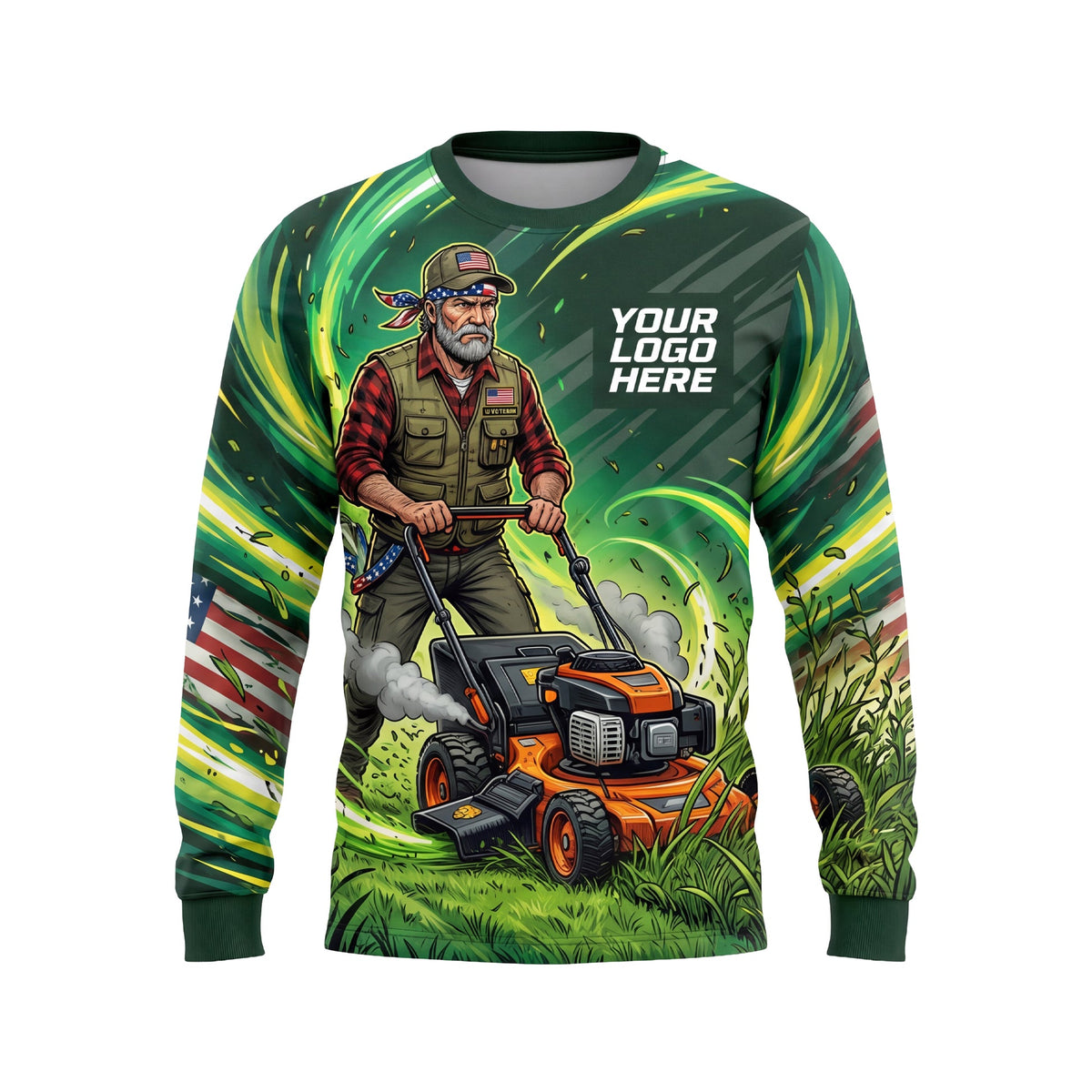 Custom Shirt UV Lawn Care, Landscaping, Tree Service & Groundskeeping Workwear - Neon Blade Chainsaw #2