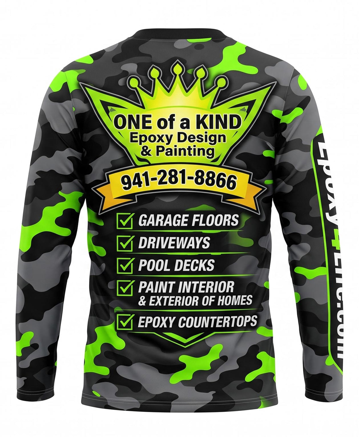 Neon Lime Camo Epoxy Flooring Crew Uniform