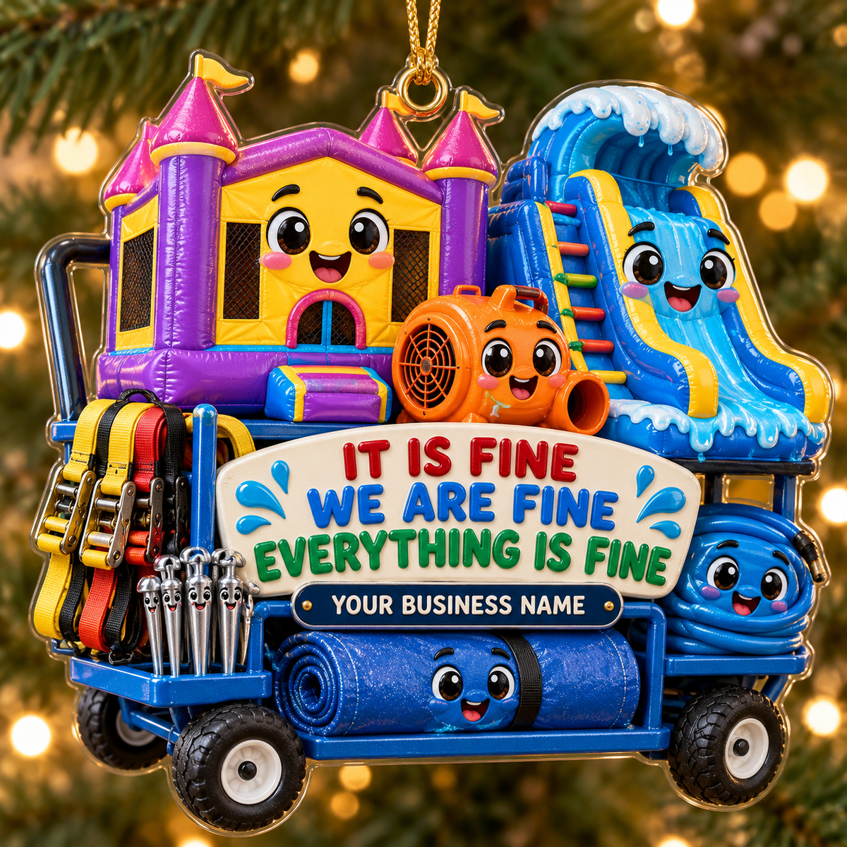 Castle Mascot Wagon It Is Fine Bounce House Acrylic Ornament
