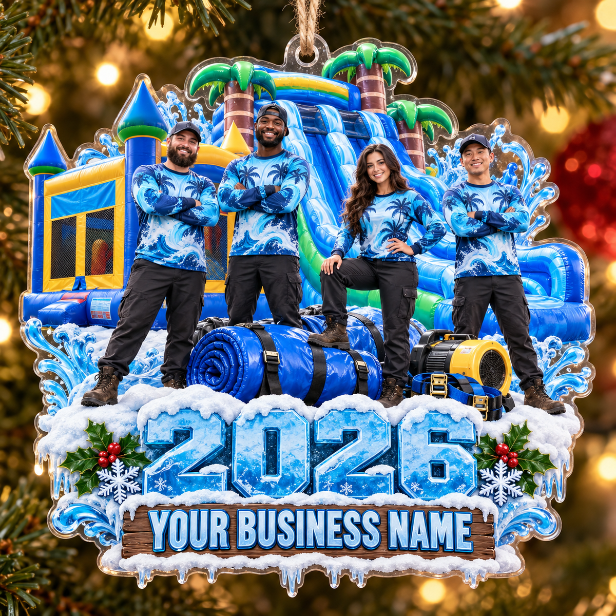 Icy Blue 2026 Crew Castle Slide Bounce House Acrylic Ornament