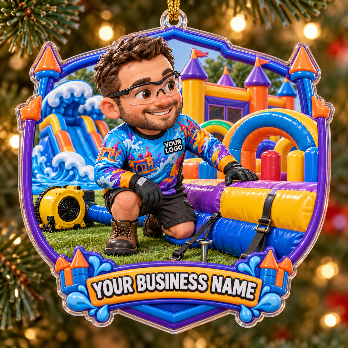 Shield Frame Technician Obstacle Course Bounce House Acrylic Ornament