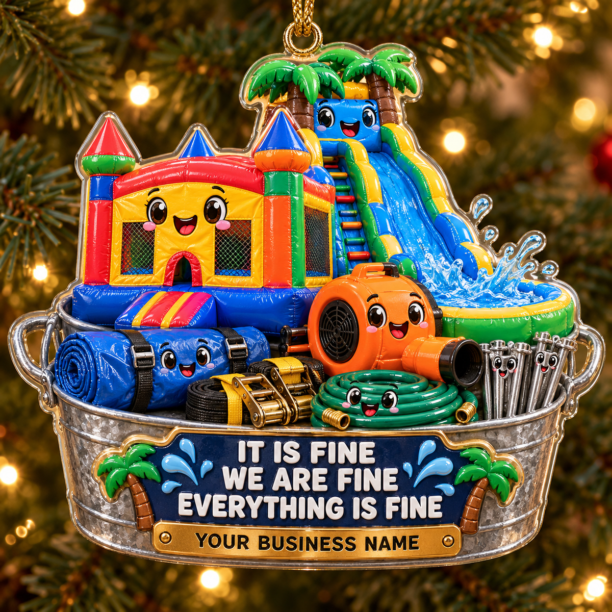 Galvanized Tub It Is Fine Castle Slide Bounce House Acrylic Ornament