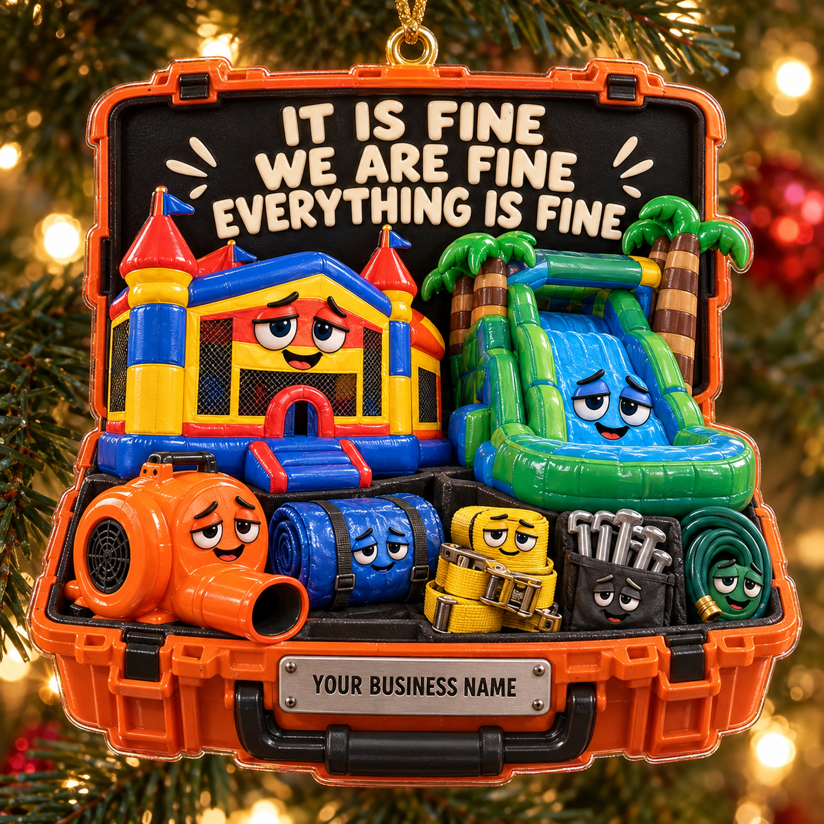 Orange Toolbox It Is Fine Castle Slide Bounce House Acrylic Ornament