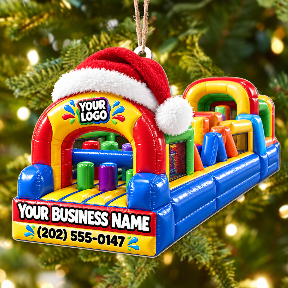 Santa Hat Obstacle Course Inflatable Bounce House Acrylic Ornament