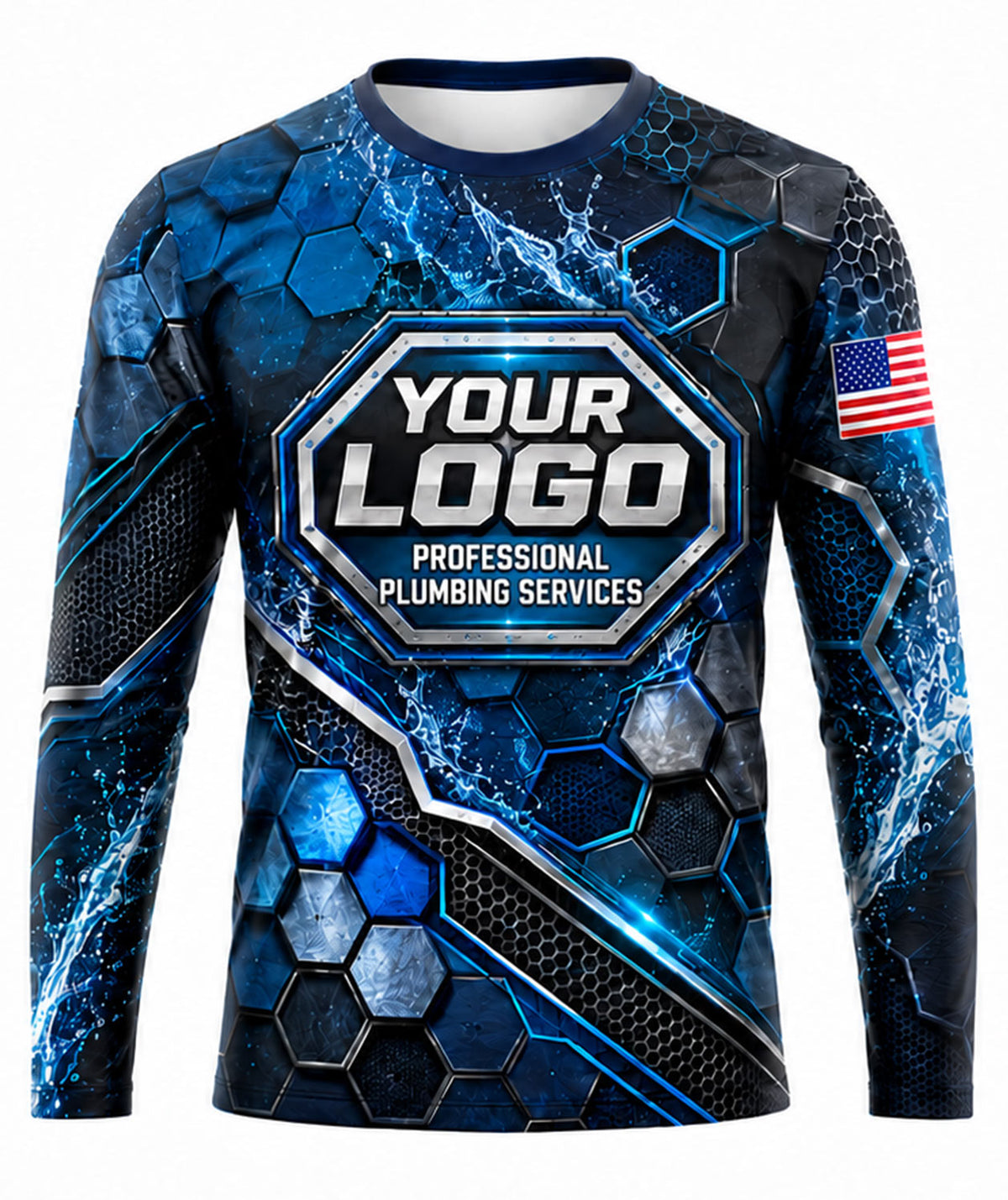 Hex Honeycomb Blue Water Surge Plumbing Crew Uniform
