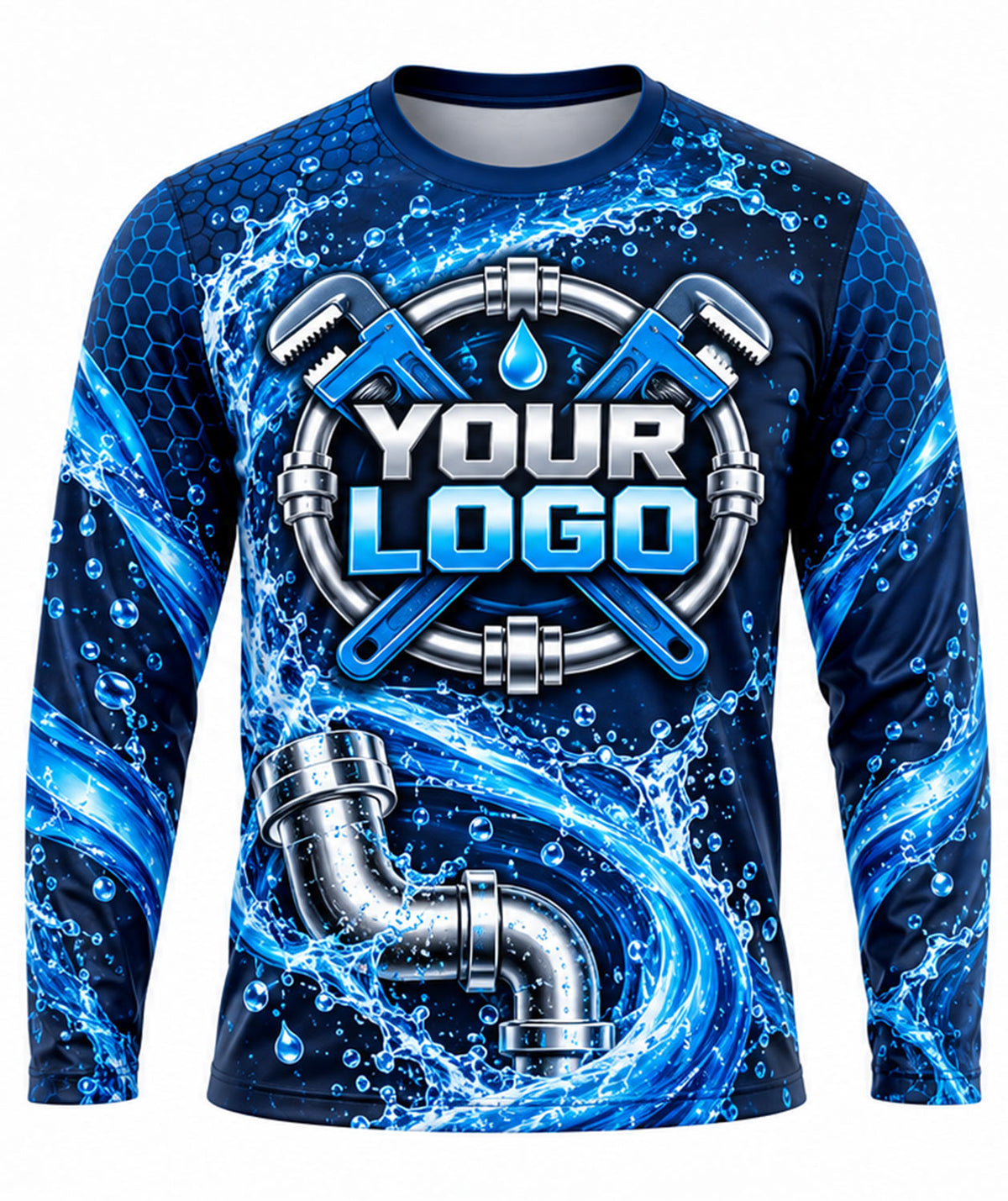 Crossed Wrenches Pipe Swirl Water Plumbing Crew Uniform
