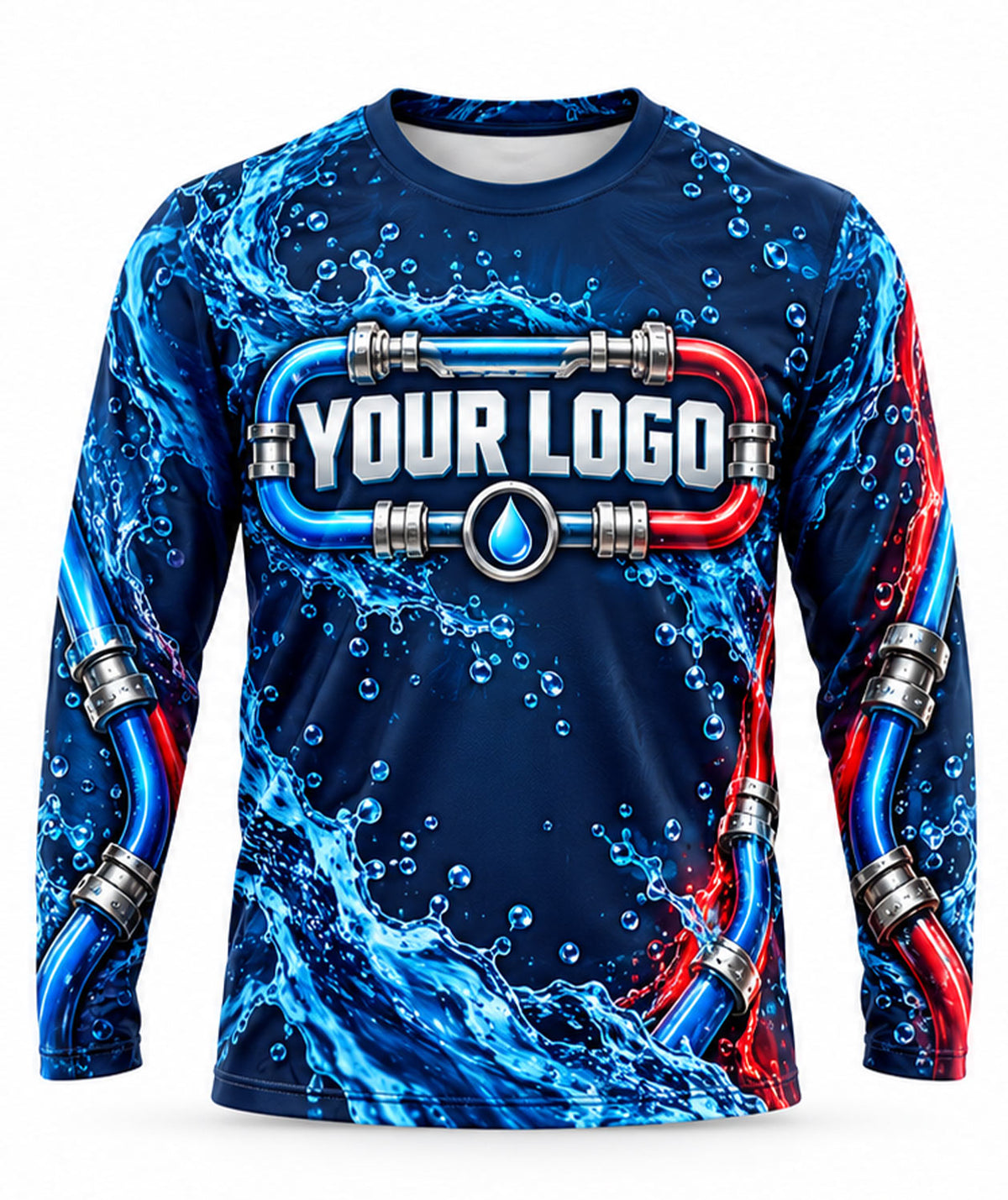 Navy Red Blue Pipe Flow Plumbing Crew Uniform