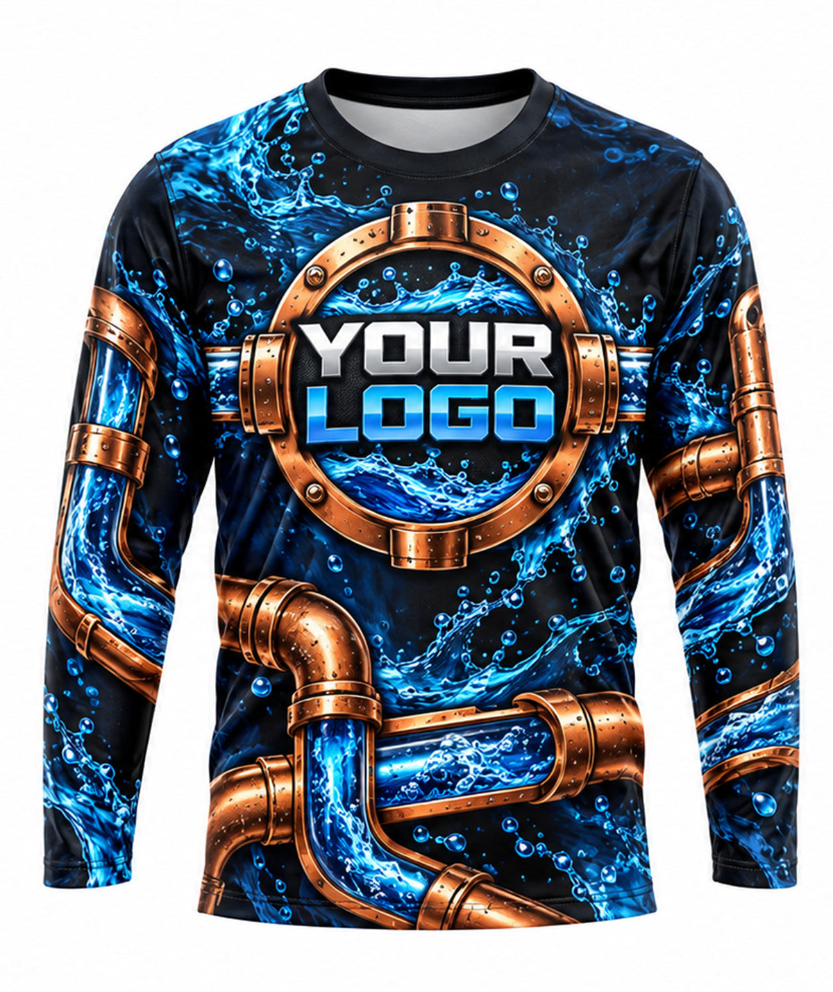 Copper Pipe Maze Blue Lightning Plumbing Crew Uniform