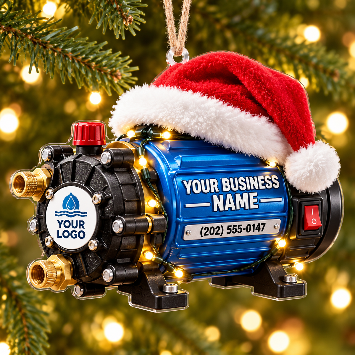 Santa Hat Pressure Pump Motor Pressure Washing Acrylic Ornament