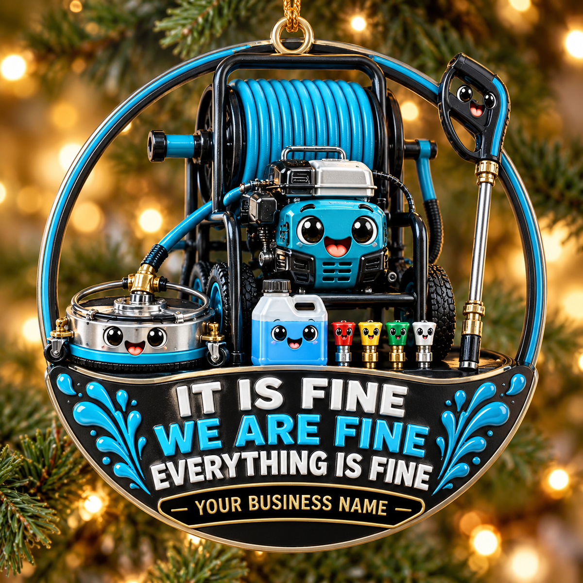 Teal Circle It Is Fine Rig Pressure Washing Acrylic Ornament
