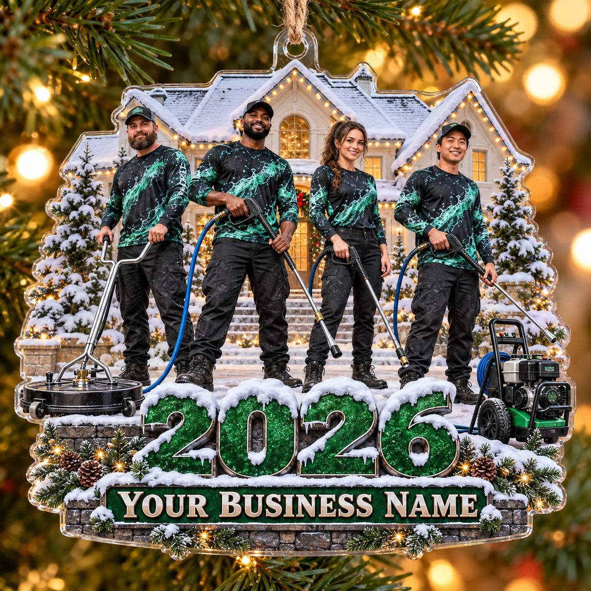 Emerald 2026 Crew Mansion Pressure Washing Acrylic Ornament