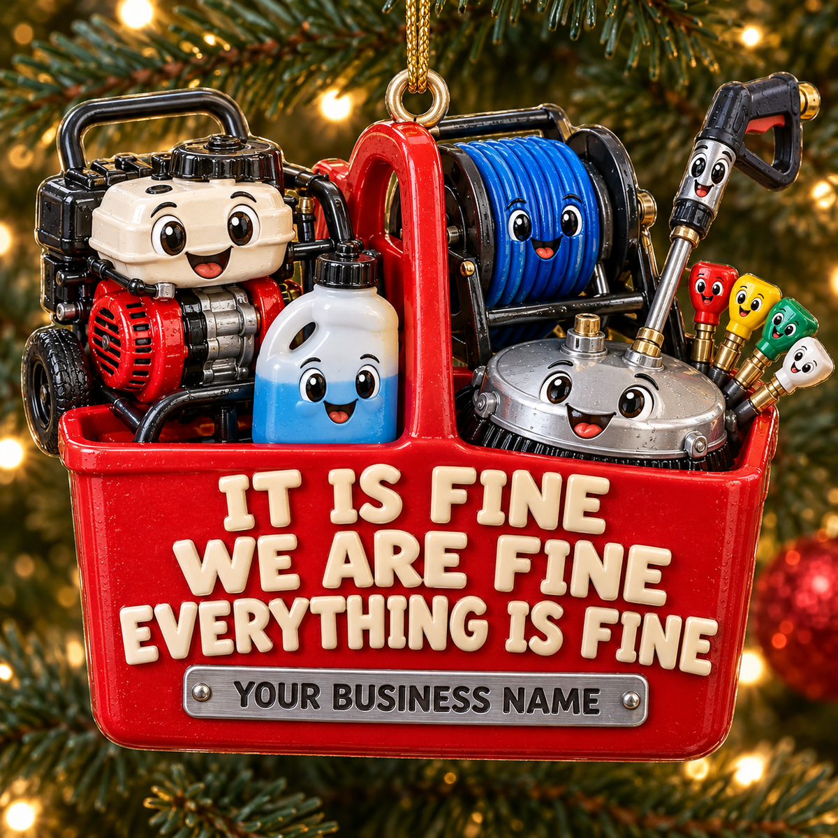Red Toolbox It Is Fine Cartoon Equipment Pressure Washing Acrylic Ornament
