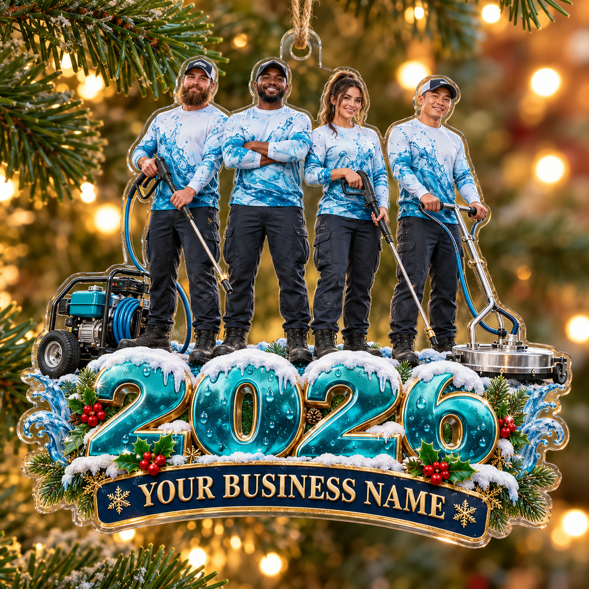 Aqua 2026 Crew Team Pressure Washing Acrylic Ornament