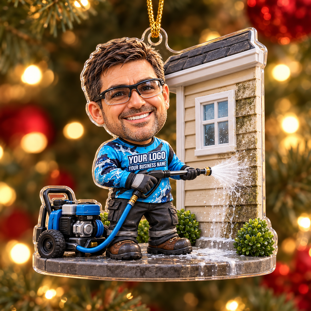 Home Siding Technician Caricature Pressure Washing Acrylic Ornament