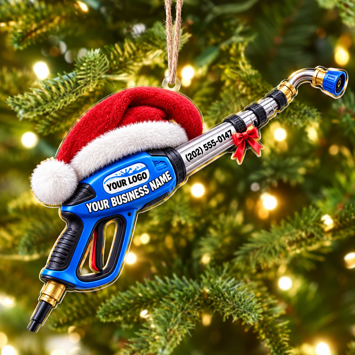 Santa Hat Spray Lance Gun Pressure Washing Acrylic Ornament