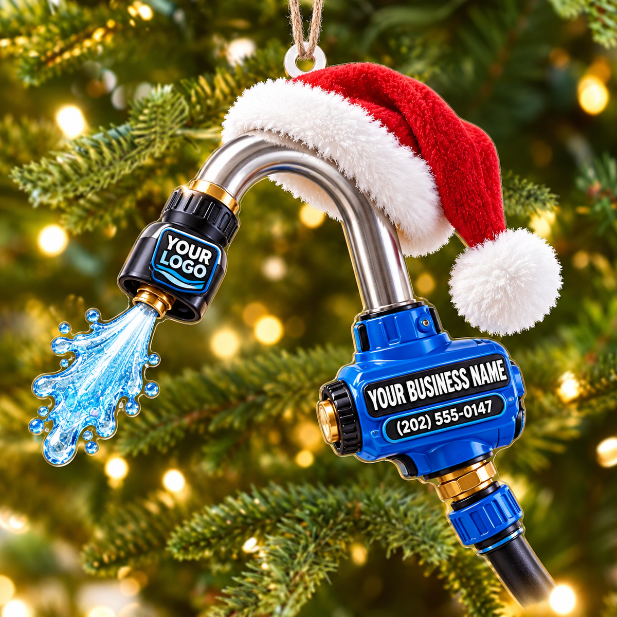 Gooseneck Nozzle Santa Hat Pressure Washing Acrylic Ornament