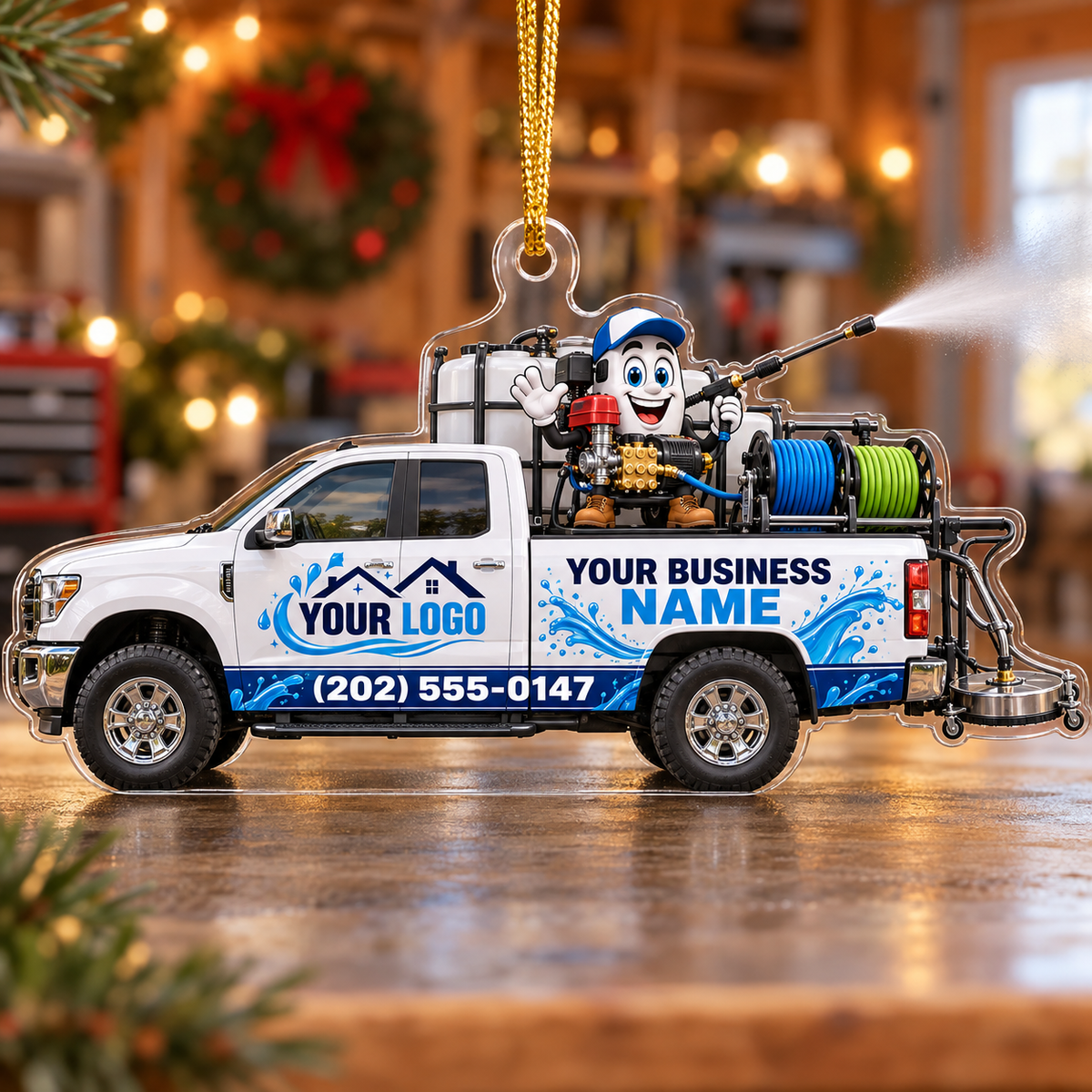 Pickup Truck Mascot Rig Pressure Washing Acrylic Ornament