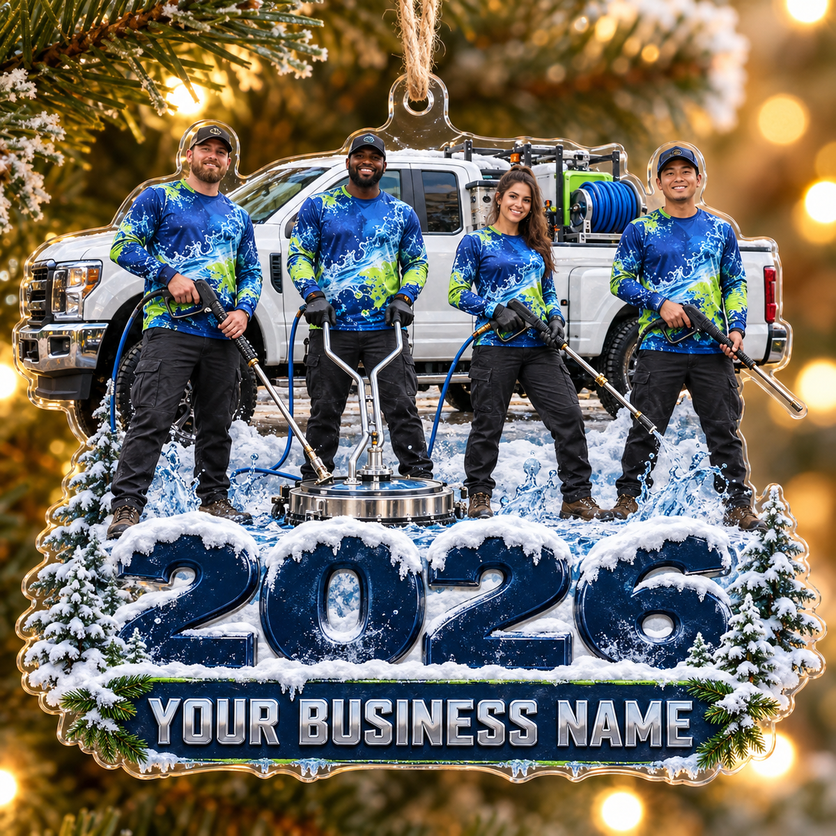 Navy 2026 Crew Pickup Truck Pressure Washing Acrylic Ornament
