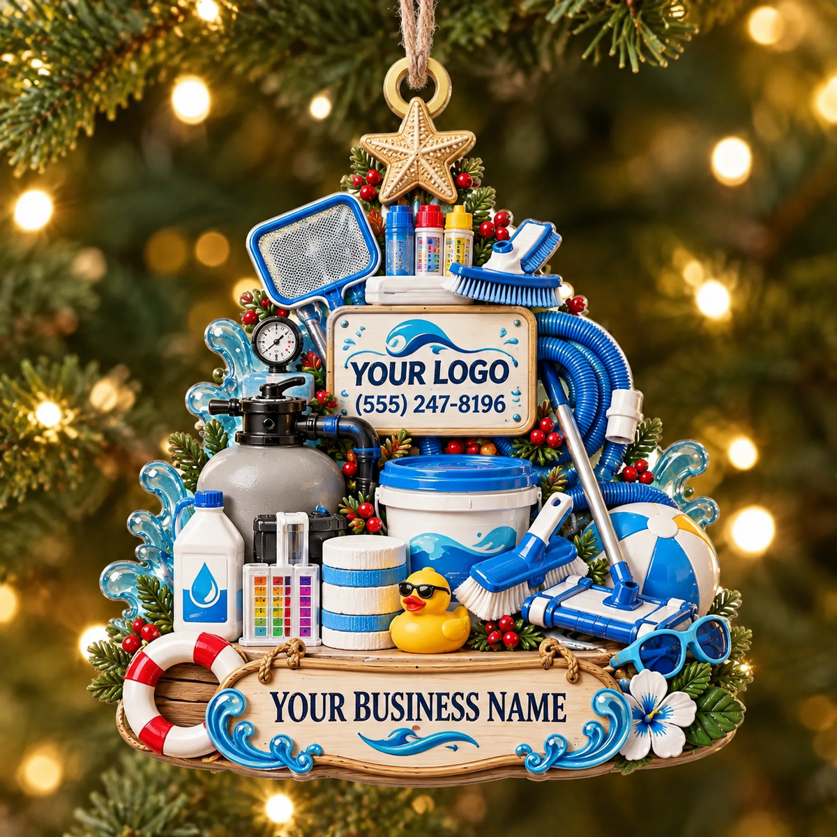 Pool Cleaning Gear Starfish Tree Pressure Washing Acrylic Ornament